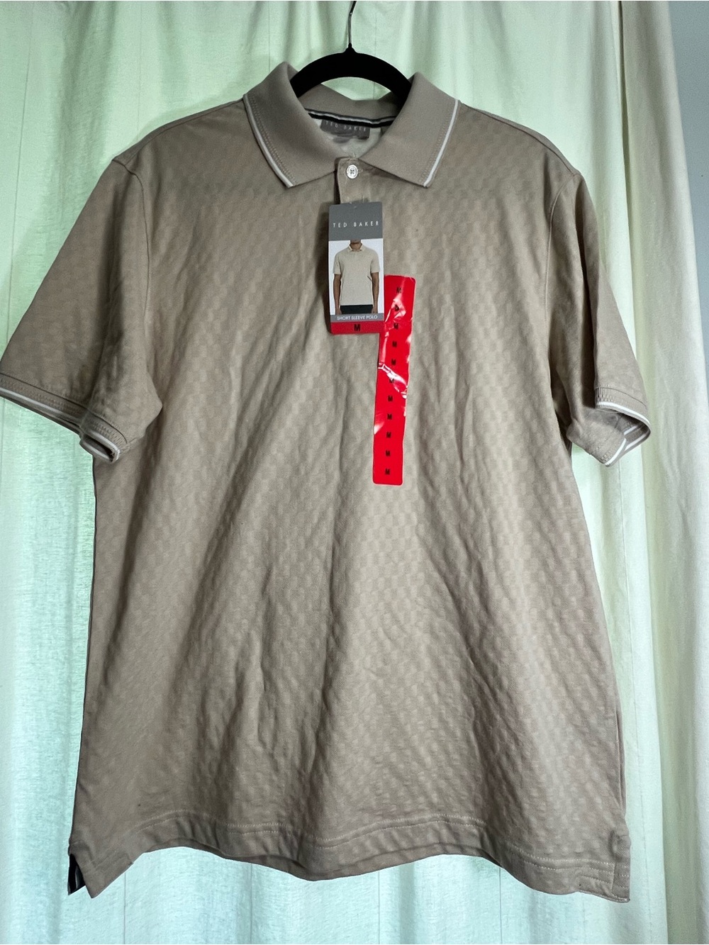 Ted Baker Men's Short-Sleeve Polo in Taupe with White Trim